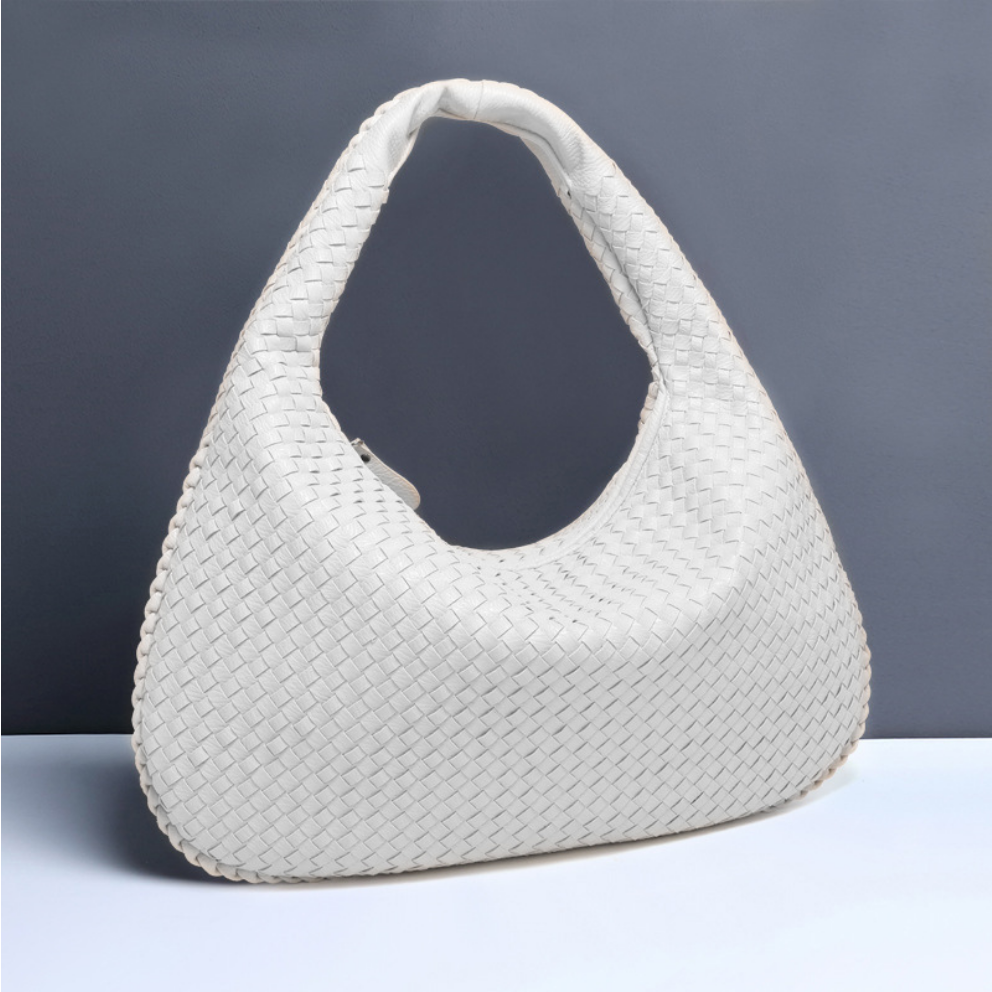 Seemino woven shoulder hop bag - White